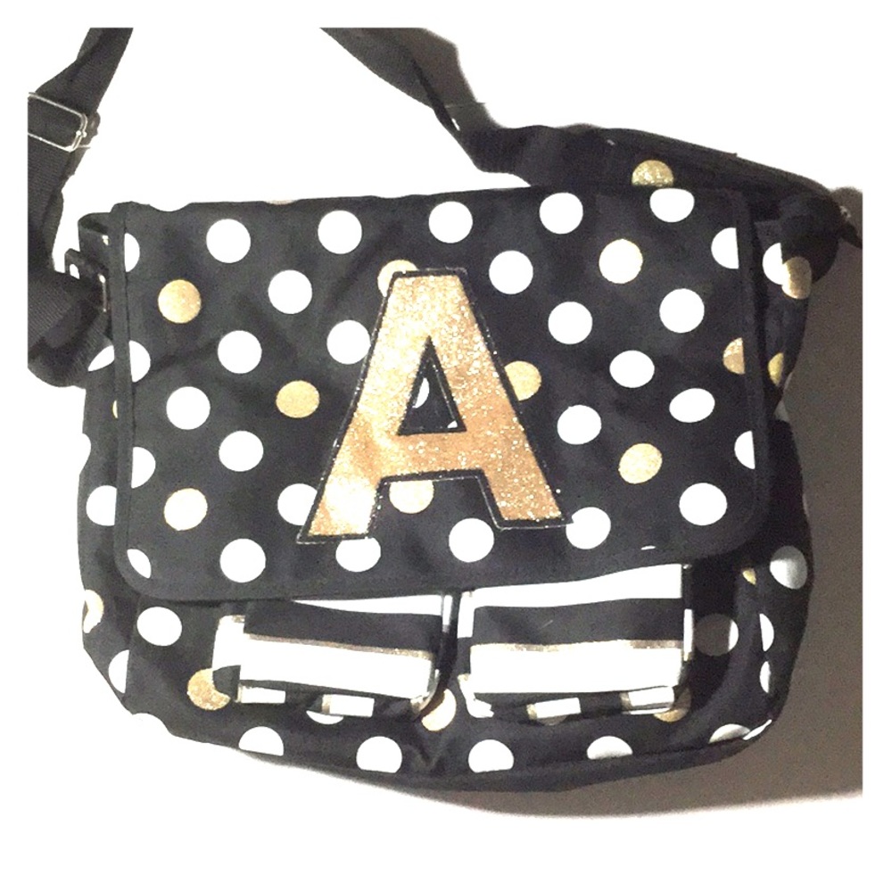 Justice polka dot glitter Messenger Bag Letter "A"